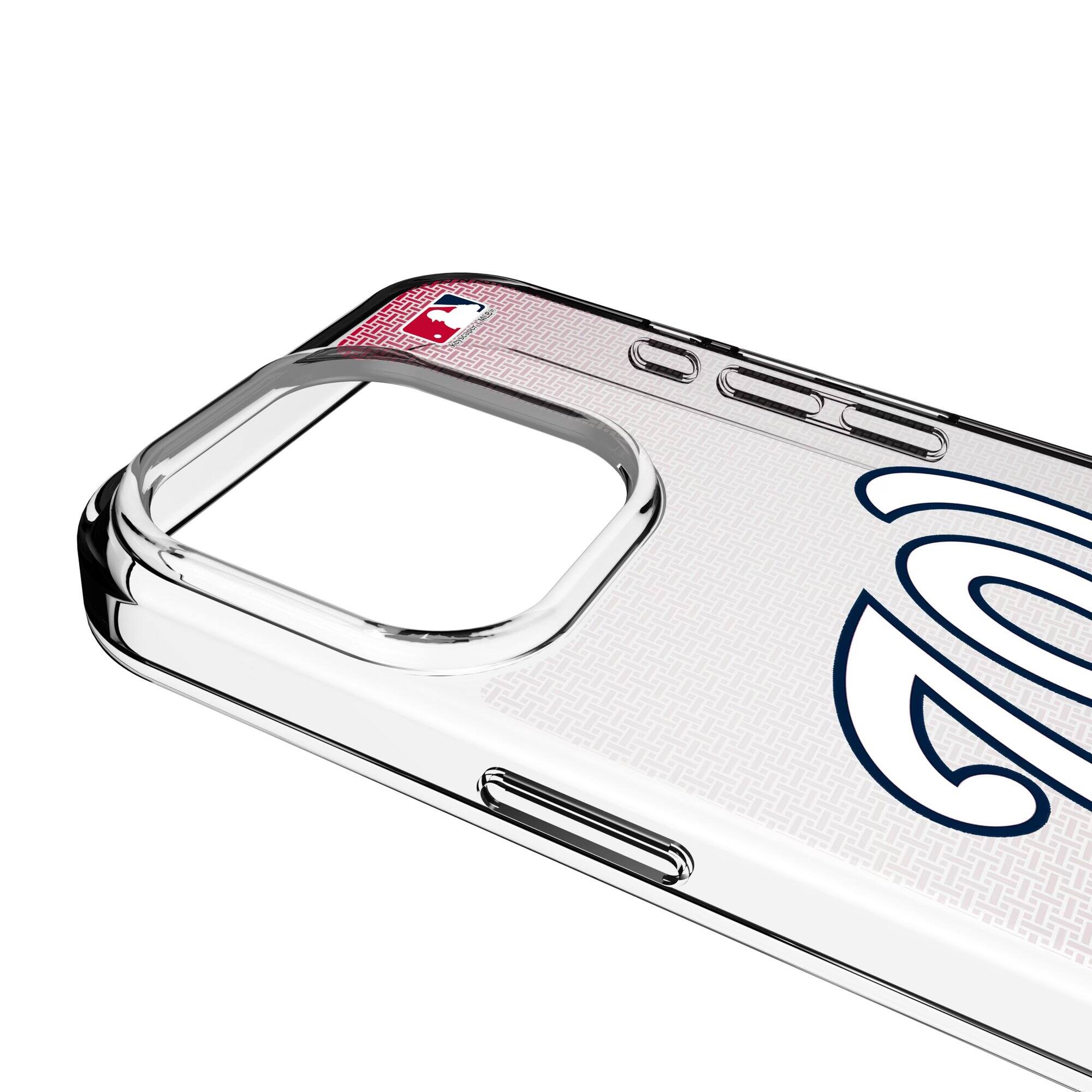 Alt View 2. Keyscaper - Washington Nationals Linen Logo iPhone Clear Case - 15 Pro Max - Multicolor.
