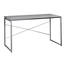 Manhattan Lane - Sled Base Rectangular Table with X shape Back and Wood Top - Gray and Silver