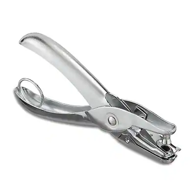 Front. Staples - 1-Hole Punch, 6 Sheet Capacity, Silver (10573-CC) - Silver.