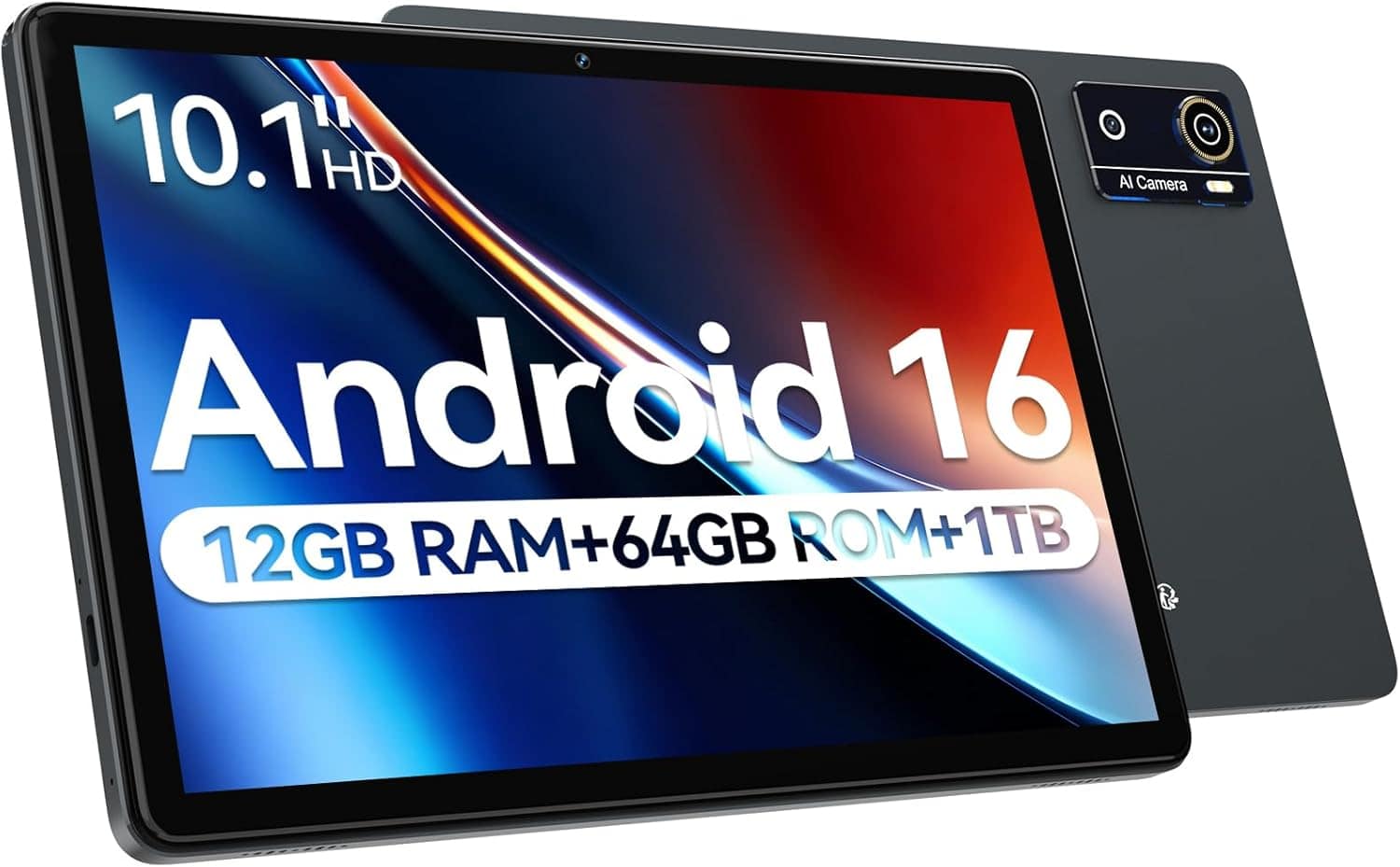 FEONAL - Android 16 Tablet 10.1 Inch 2026 Latest Upgraded, Helio G80 Octa-Core with Gemini AI, 12GB RAM 64GB ROM 1TB Expandable - Gray