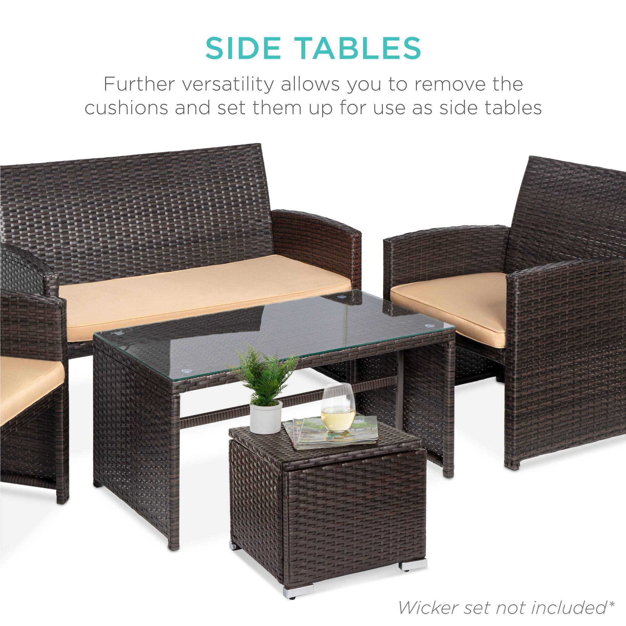 SIDE TABLES

Further versatility allows you to remove the cushions and set them up for use as side tables

Wicker set not included*