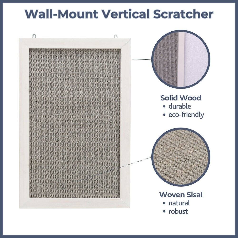 Wall-Mount Vertical Scratcher

Solid Wood
- durable
- eco-friendly

Woven Sisal
- natural
- robust
