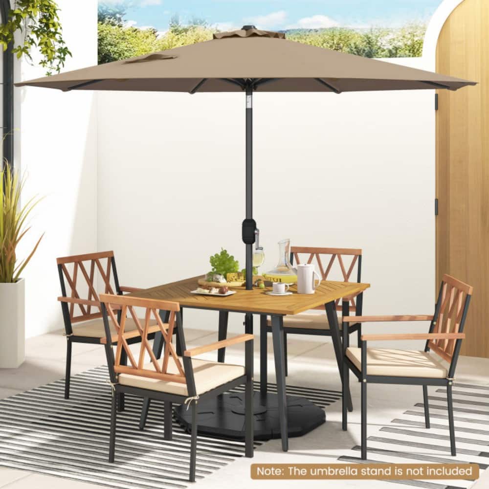 Mondawe - 9 FT Outdoor Patio Market Umbrella Push Button Tilt Crank Lift - Tan