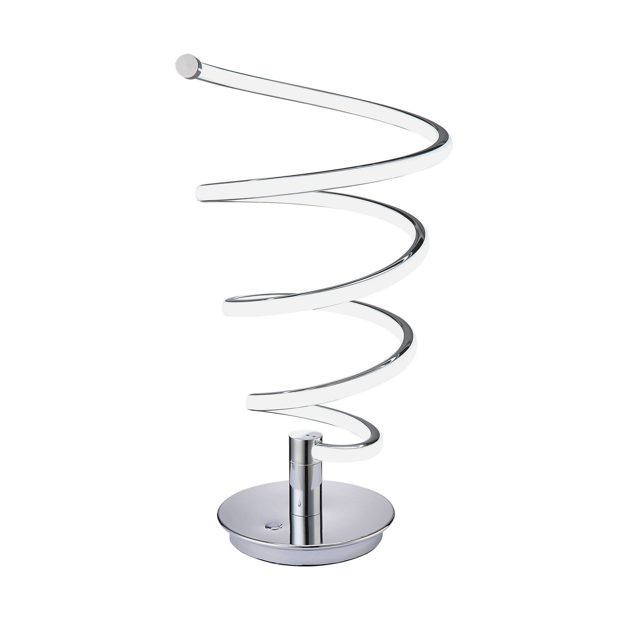Front. Manhattan Lane - Sun 20 Inch Table Lamp, Accent Twisted Modern Design, LED Light Chrome Base - Chrome, Silver.
