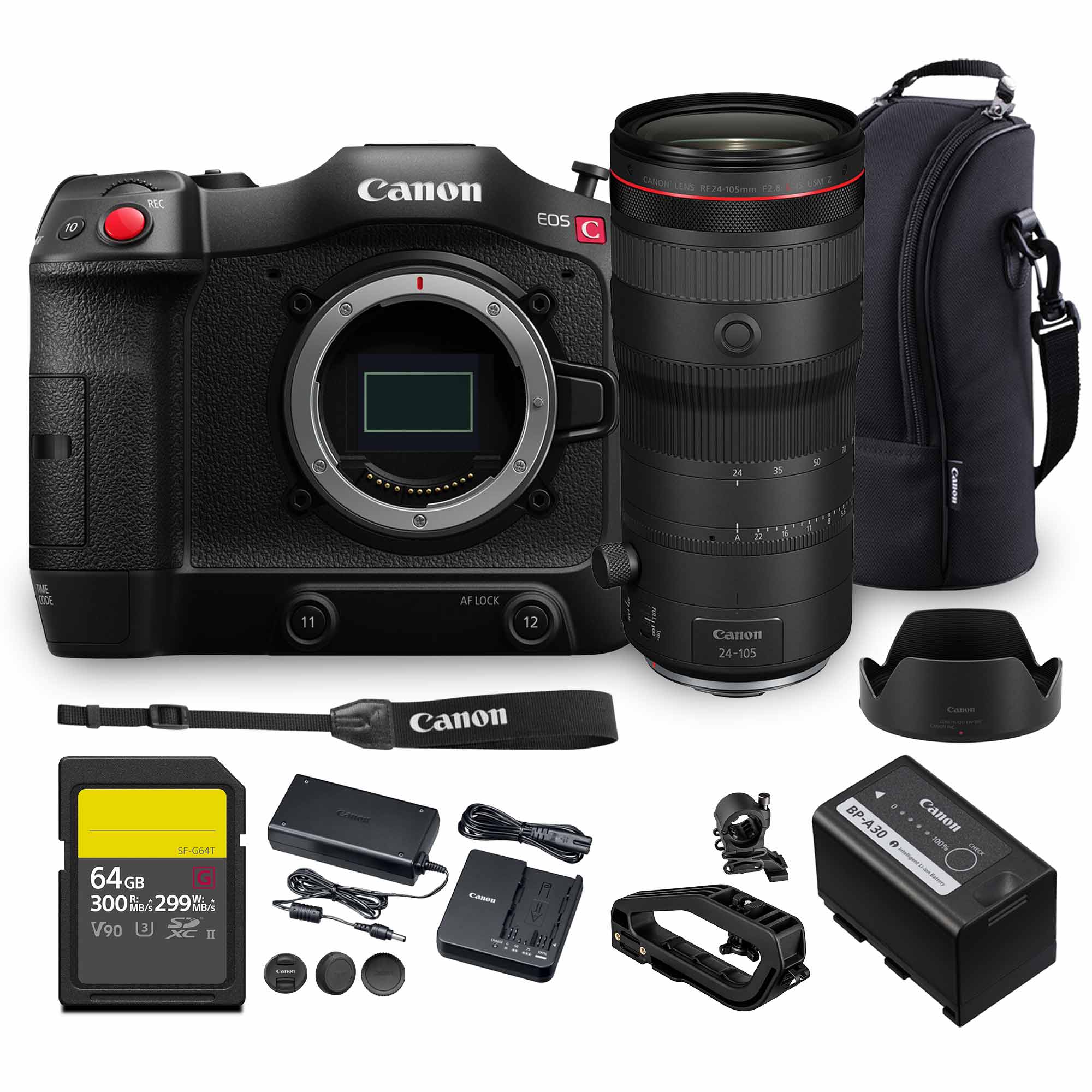 Canon - EOS C70 Cinema Camera Kit | 4K Super 35mm Sensor with RF 24-105mm f/2.8 Lens | More - Black
