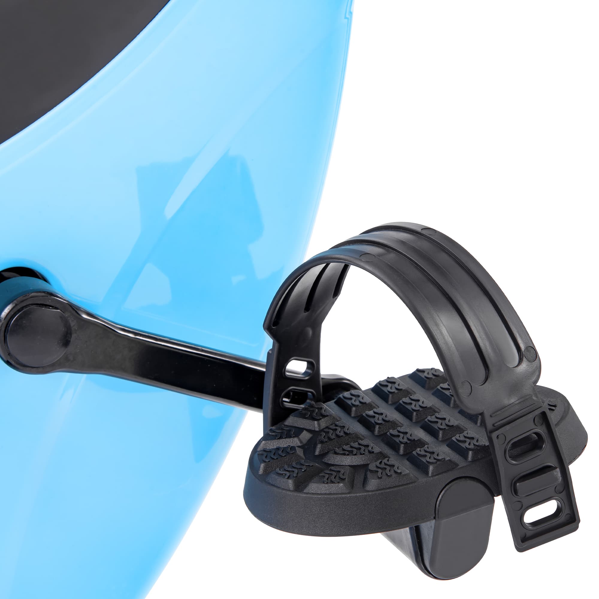 Back. Lycvki - Folding Exercise Bike Fitness Upright and Recumbent X Bike with 16 Level Adjustable Resistance Arm Bands and Backrest - light blue.