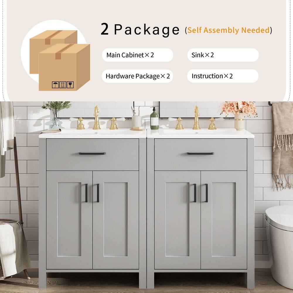 2 Package (Self Assembly Needed)

- Main Cabinet x 2
- Sink x 2
- Hardware Package x 2
- Instruction x 2