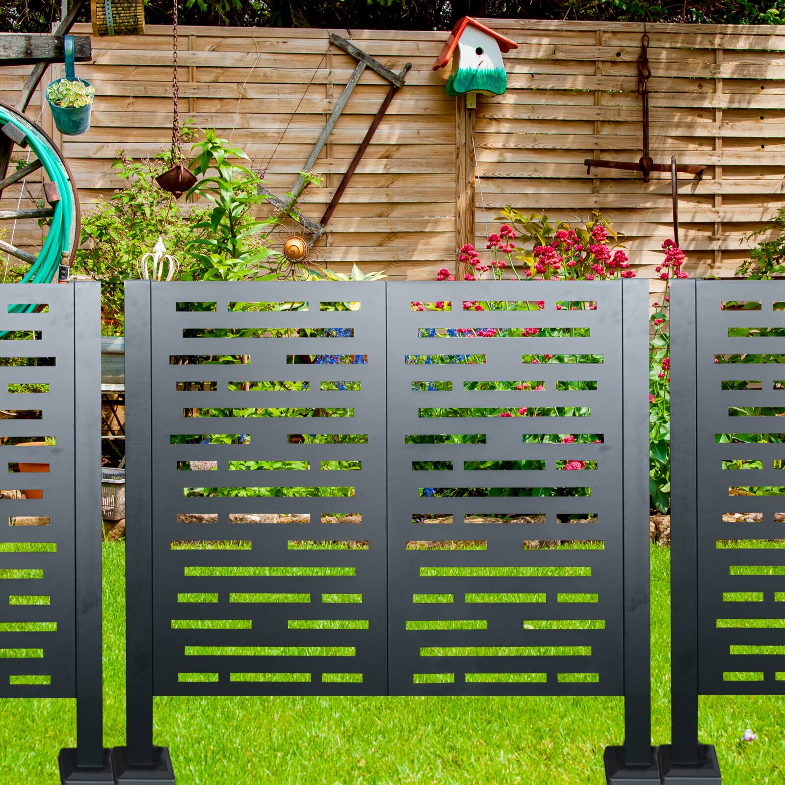 Back. Mondawe - 3.5 x3.5 FT Air Conditioner Fence for Outdoor Units - Charcoal.