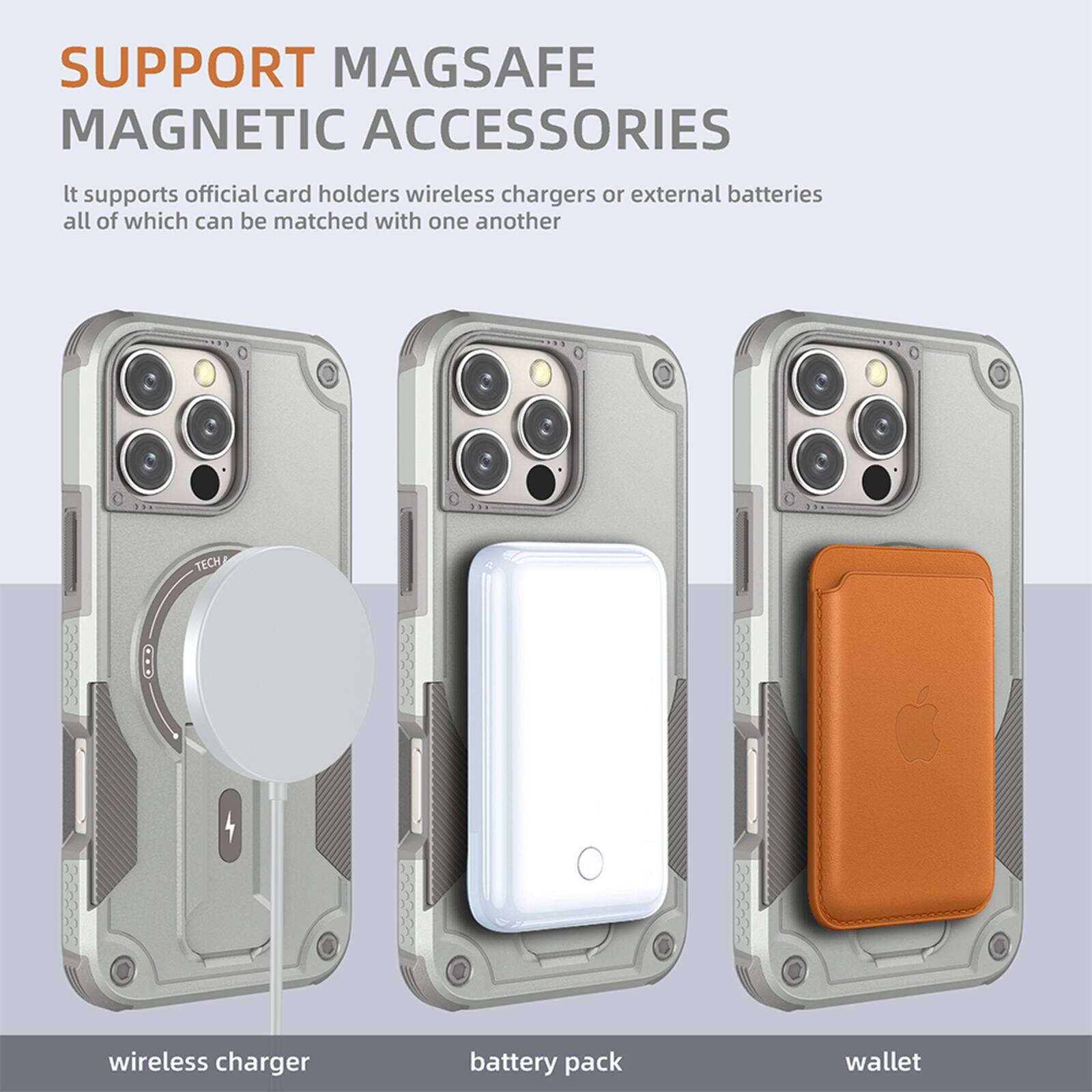 SUPPORT MAGSAFE MAGNETIC ACCESSORIES

It supports official card holders, wireless chargers, or external batteries, all of which can be matched with one another

TECH
wireless charger
battery pack
wallet