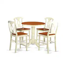East West Furniture - 5 Pc counter height Table and chair set - Dining Table and 4 Kitchen bar stool - Buttermilk & Cherry
