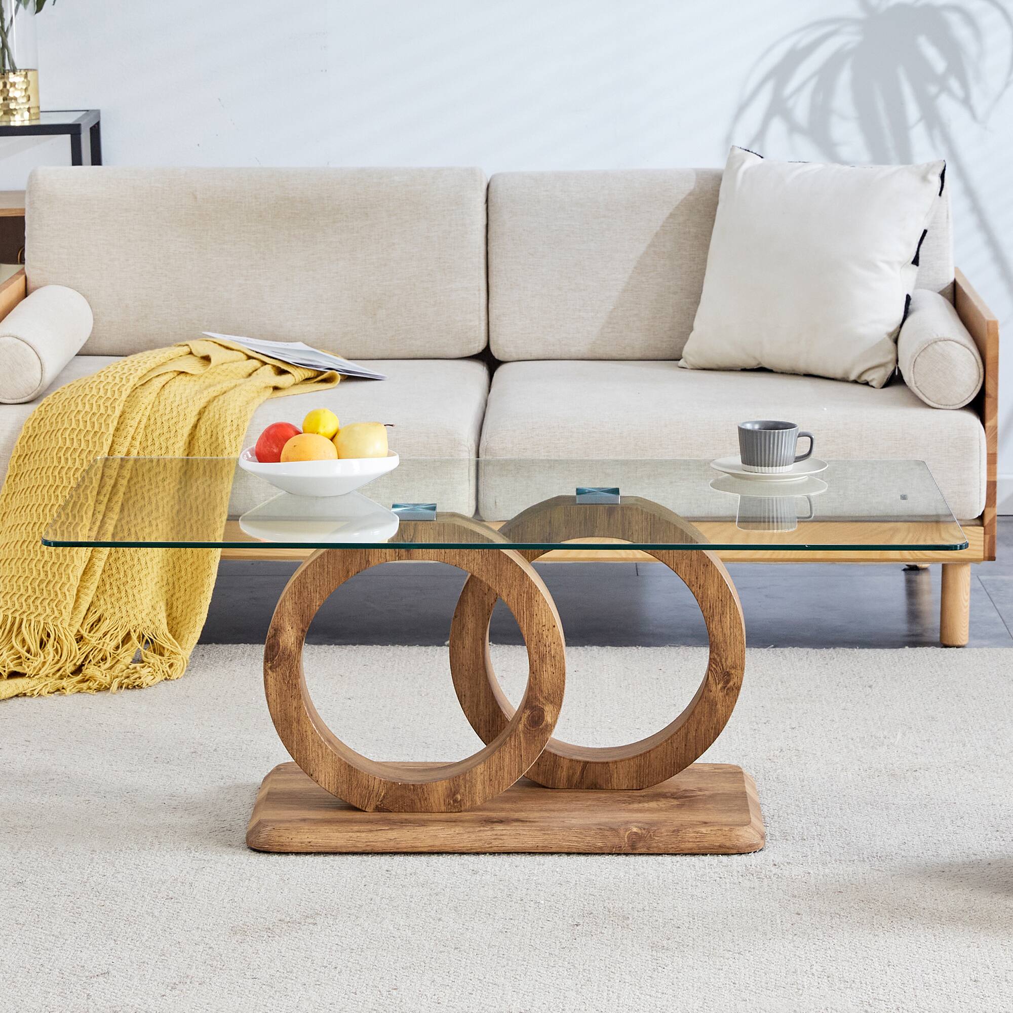 Left. APRILSOUL - Tail End Coffee Table Round Side Table Modern Metal Pedestal Minimalist Accent Table Small Spaces - Brown.