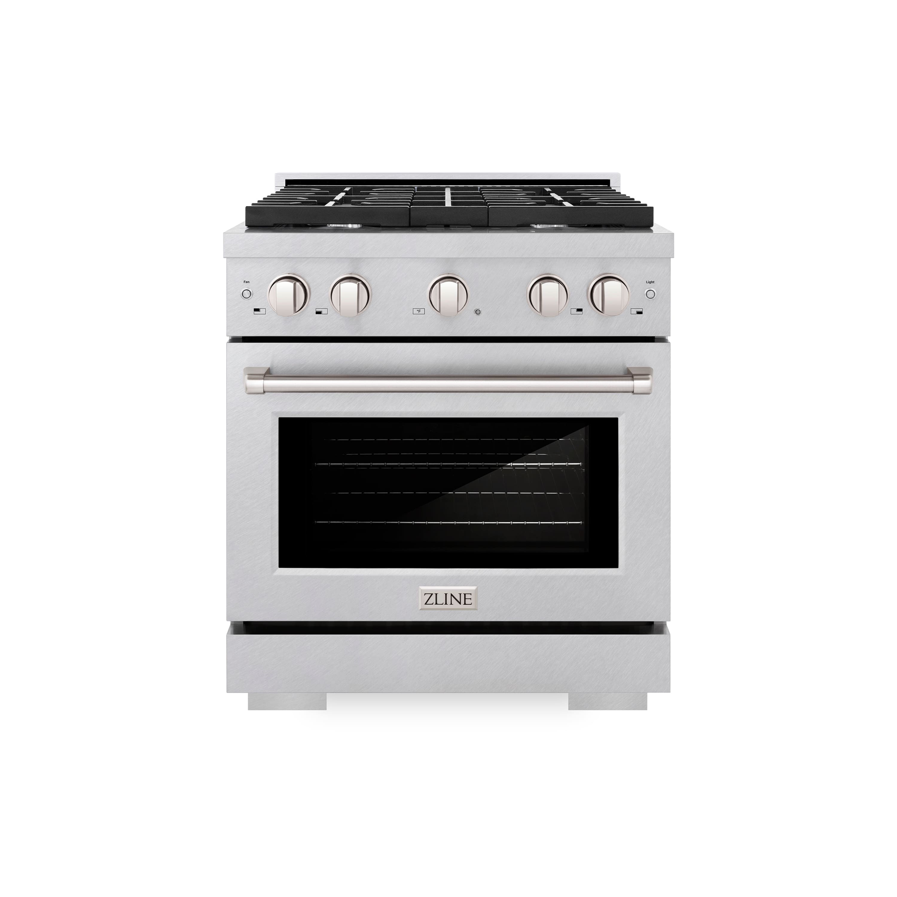 ZLINE 30 in. Paramount Dual Fuel Satin Steel Range w/ 4 Burners & Convection Oven (SDRS-30) Front