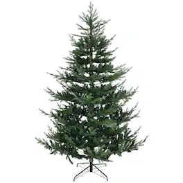 Homcom - Foot Artificial Christmas Tree, Nordic Pine Hinged Xmas Tree with 1218 Realistic Branches, Wide Steel Base - Green