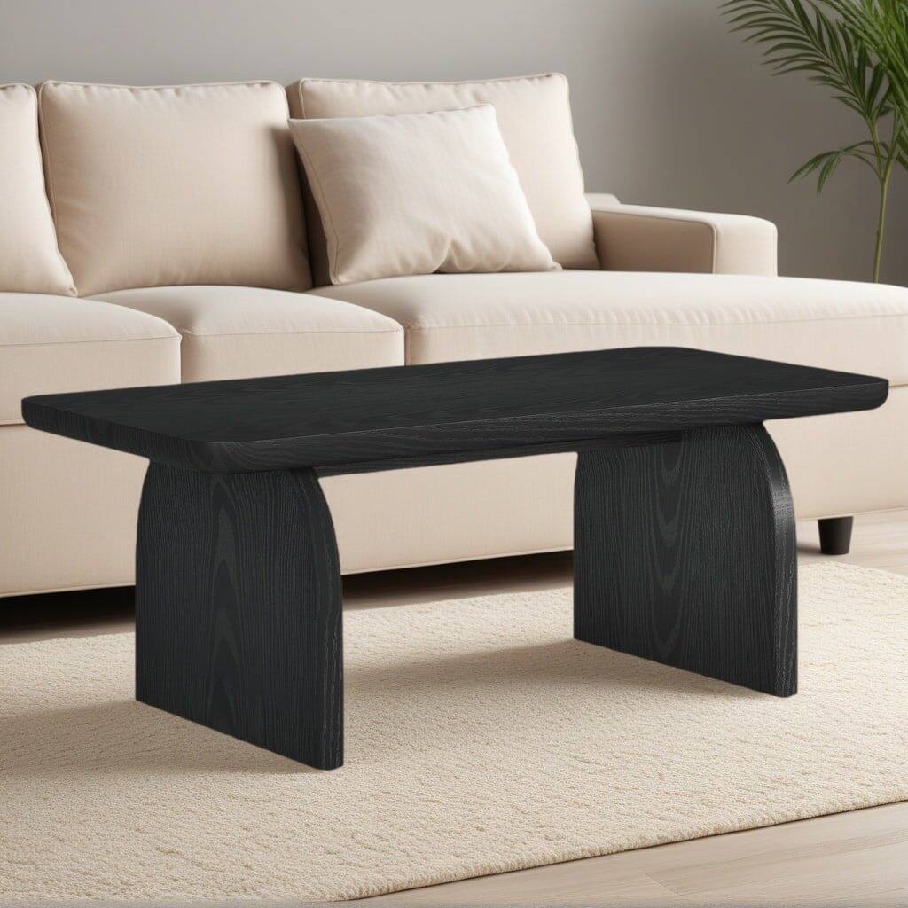 Angle. Kadyn - Kadyn Wooden Rectangular Coffee Table, Modern Living Room Furniture, Stylish Home Decor, Black - Black.