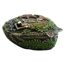 Pacific Trading - Ocean Siren Mermaid With Starfish Oyster Shell Shaped Jewelry Trinket Keepsake Box 3.75 inch - Bronze