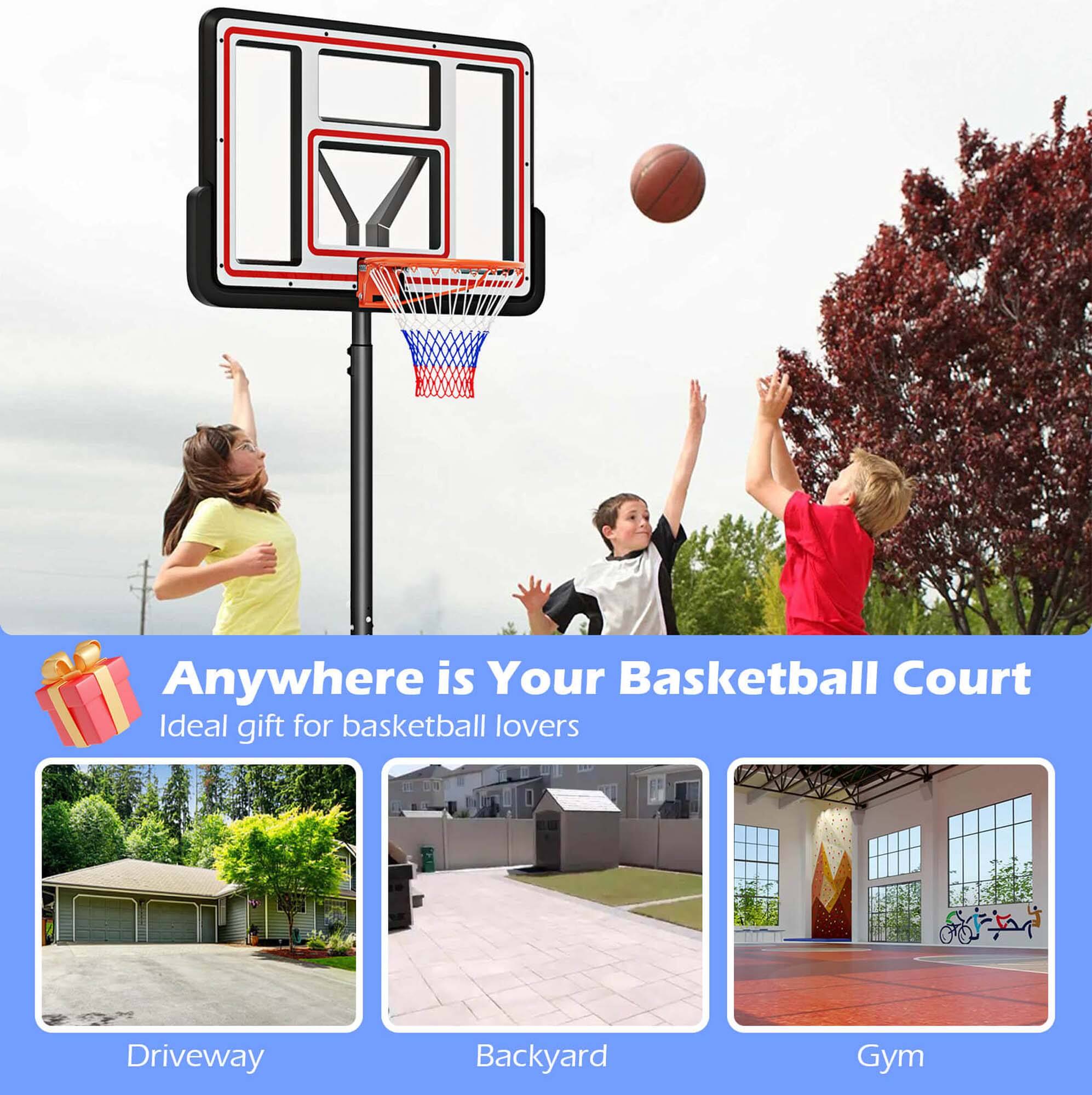 Anywhere is Your Basketball Court  
Ideal gift for basketball lovers  

Driveway  
Backyard  
Gym