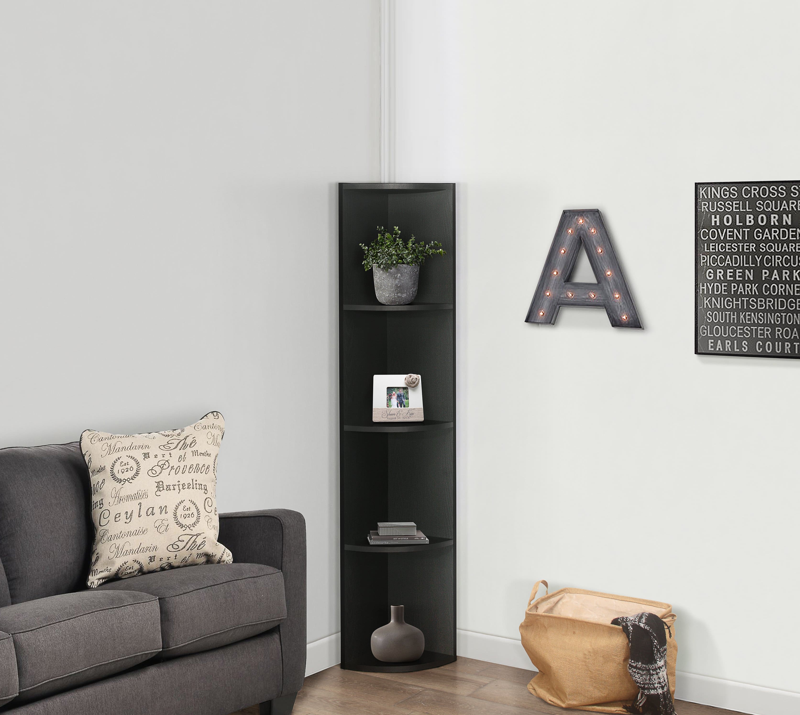 Kings Brand Furniture - Harlice 4-Shelf Corner Bookcase - Black