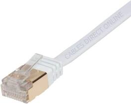 Cables Direct Online - Cat7 S/FTP Copper Ethernet Cable 10Gbps 600MHz Shielded RJ45 Ultra Slim LAN Networking Patch Cord, 10ft - White