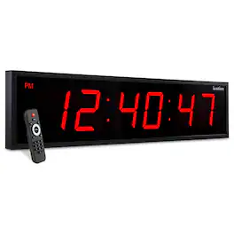 Ivation - Large Digital Clock, 72" Led Wall Clock with Stopwatch, Alarms, Timer, Temp & Remote - Red