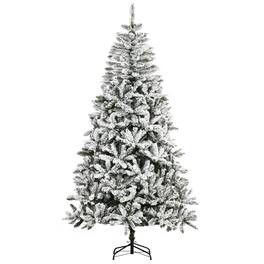Ecooso - 7.5' Tall Unlit Snow Flocked Pine Artificial Christmas Tree with Realistic Branches - Green