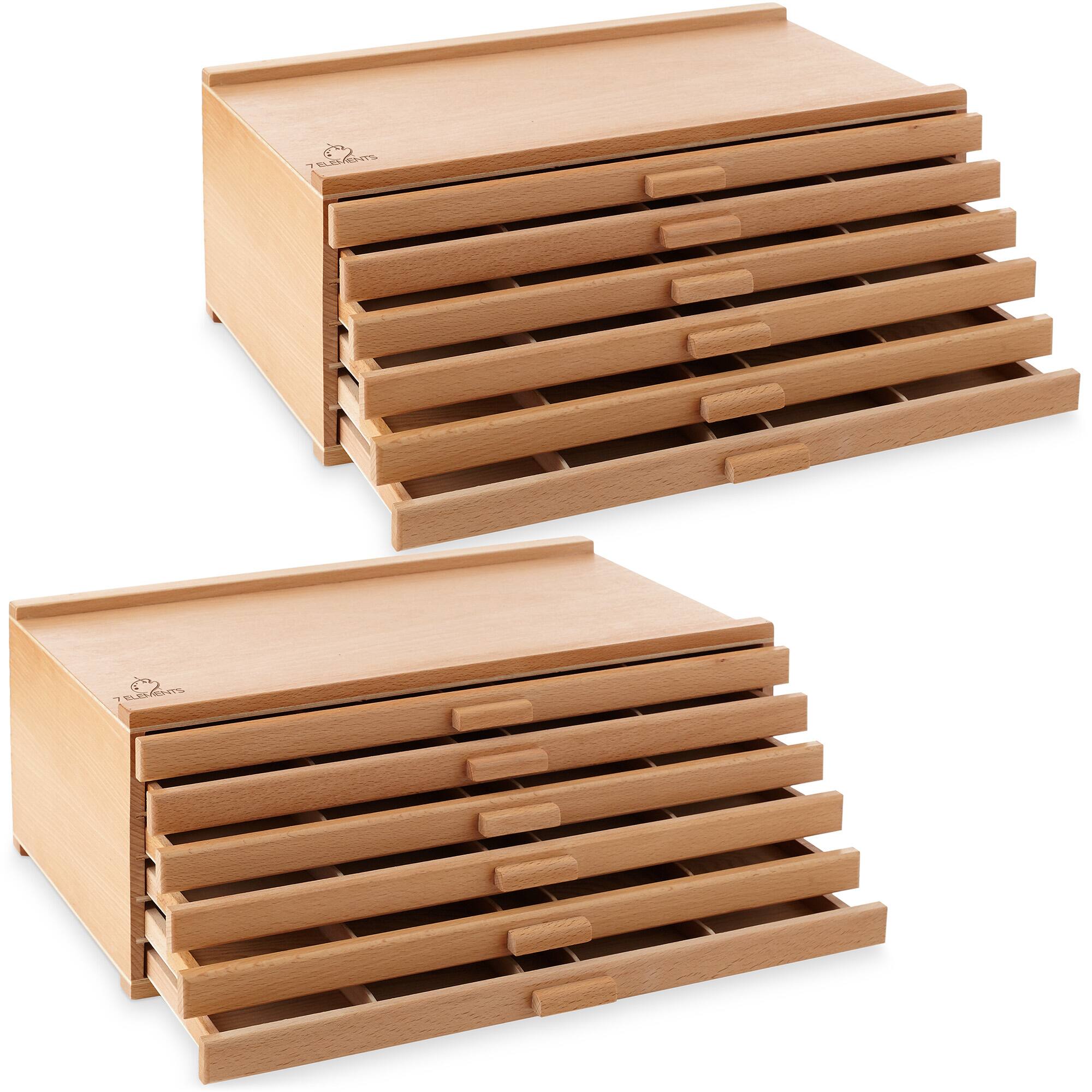7 Elements Multi Drawer Beechwood Artist Storage Supply Box Natural ...