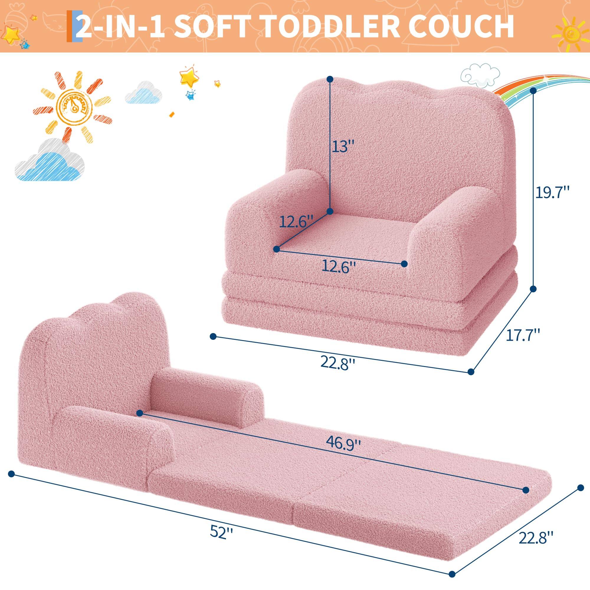 2-IN-1 SOFT TODDLER COUCH

13" x 19.7" x 12.6" x 12.6" x 22.8" x 17.7" x 46.9" x 52" x 22.8"