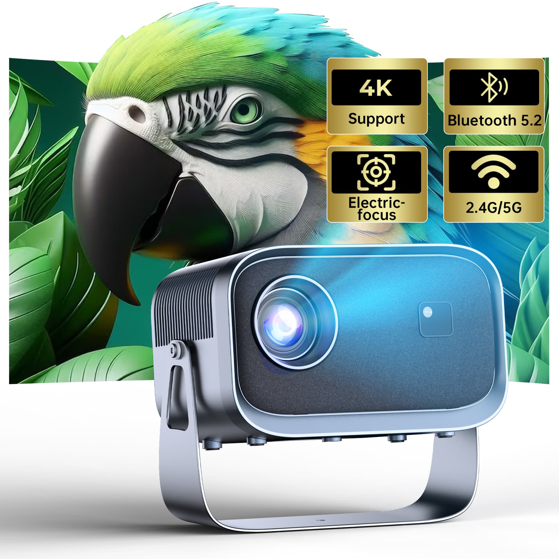 VEAT00L - LOSEI Smart Projector | 4K Support, Auto Keystone Correction | Portable, iOS/Android Compatible | Black