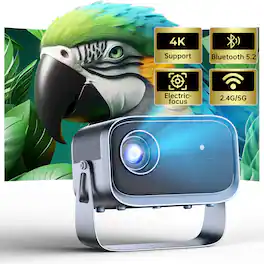 VEAT00L - LOSEI Smart Projector | 4K Support, Auto Keystone Correction | Portable, iOS/Android Compatible | Black