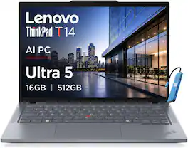 Lenovo - Upgraded - ThinkPad T14 Gen 5 14" FHD+ AI PC Laptop - Intel Core Ultra5 - 16GB RAM - 512GB SSD - Thunderbolt - Backlit - Win11Pro - Gray