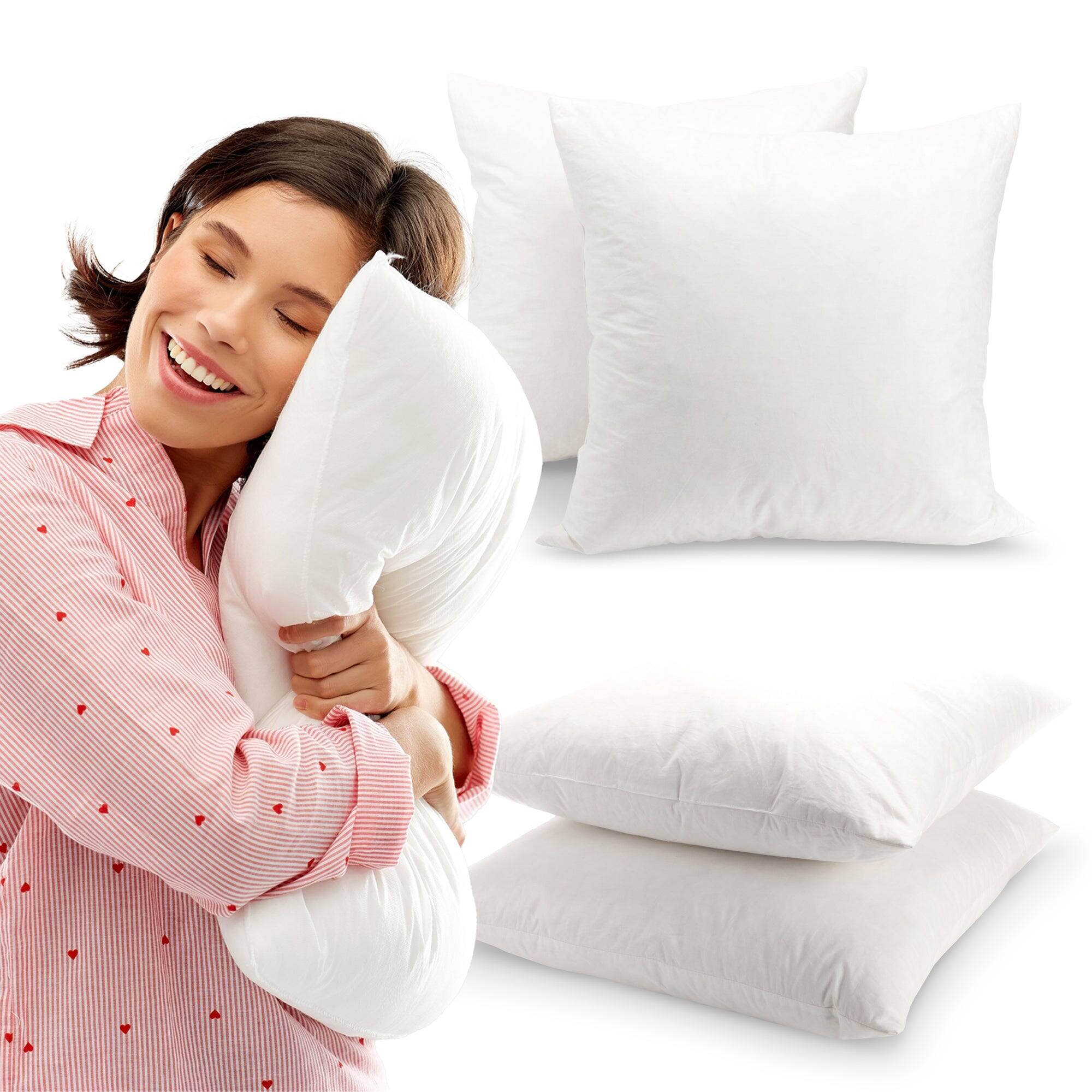 Front. Cheer Collection - Feather Down Pillow Inserts Set of 2 Medium Firm Support for Decorative Shams - White.