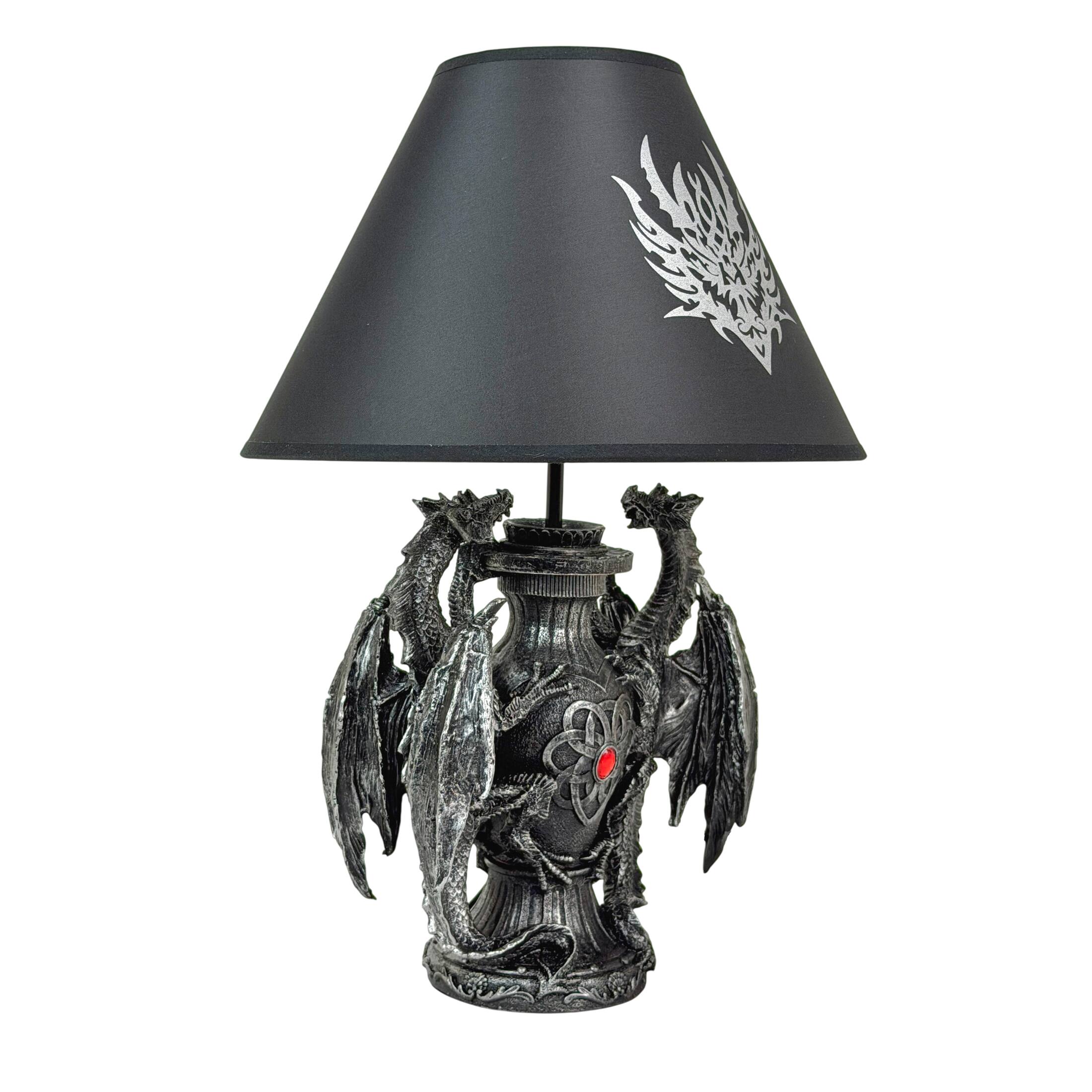 Alt View 2. Zeckos - Gothic Guardians of Light Medieval Dragons Table Lamp - Black.