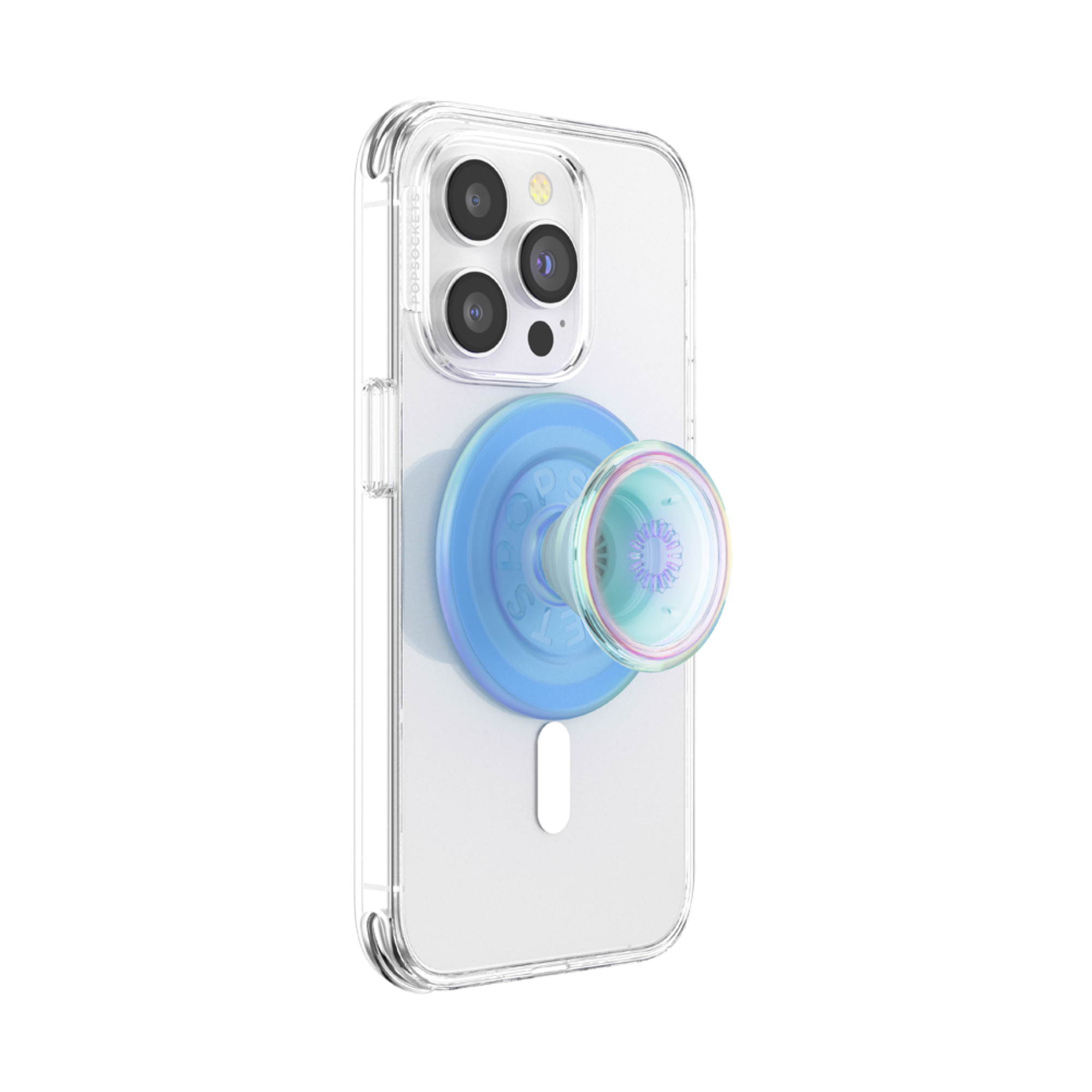 Alt View 2. PopSockets - MagSafe PopGrip Universal Magnetic Grip & Stand with Adapter Ring for Cell Phones - Blue Opalscent Translucent.