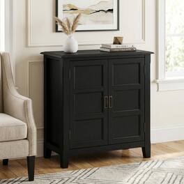 Simpli Home - Burlington 30 inch Wide Solid Wood Low Storage Cabinet - Black