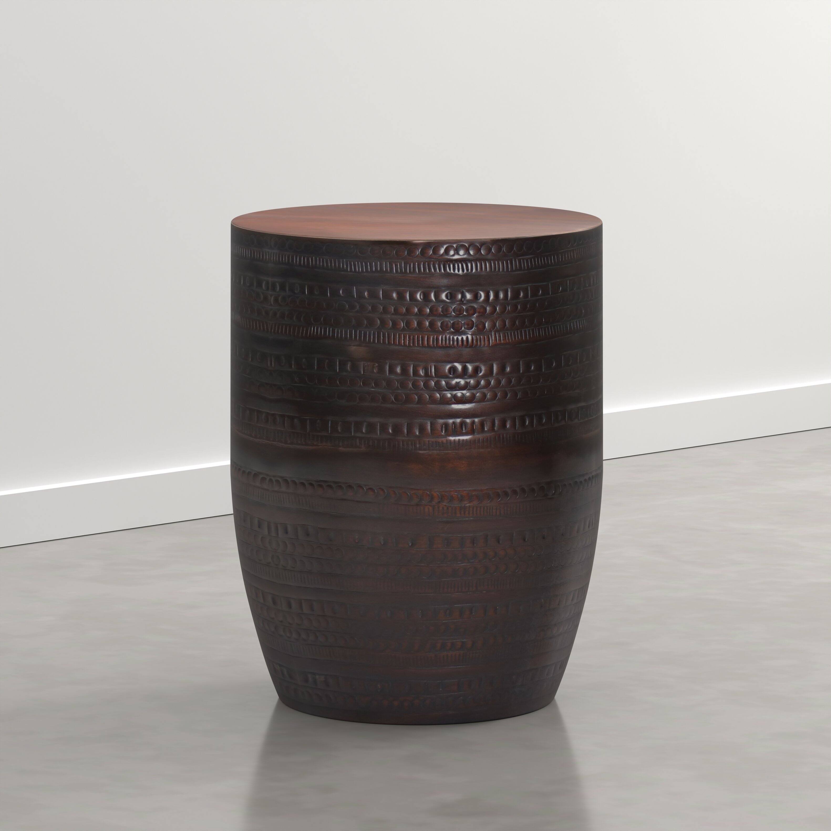 Angle. Simpli Home - Johnsen 15 inch Wide Metal Drum Accent Table, Dark Bronze - Dark Bronze.