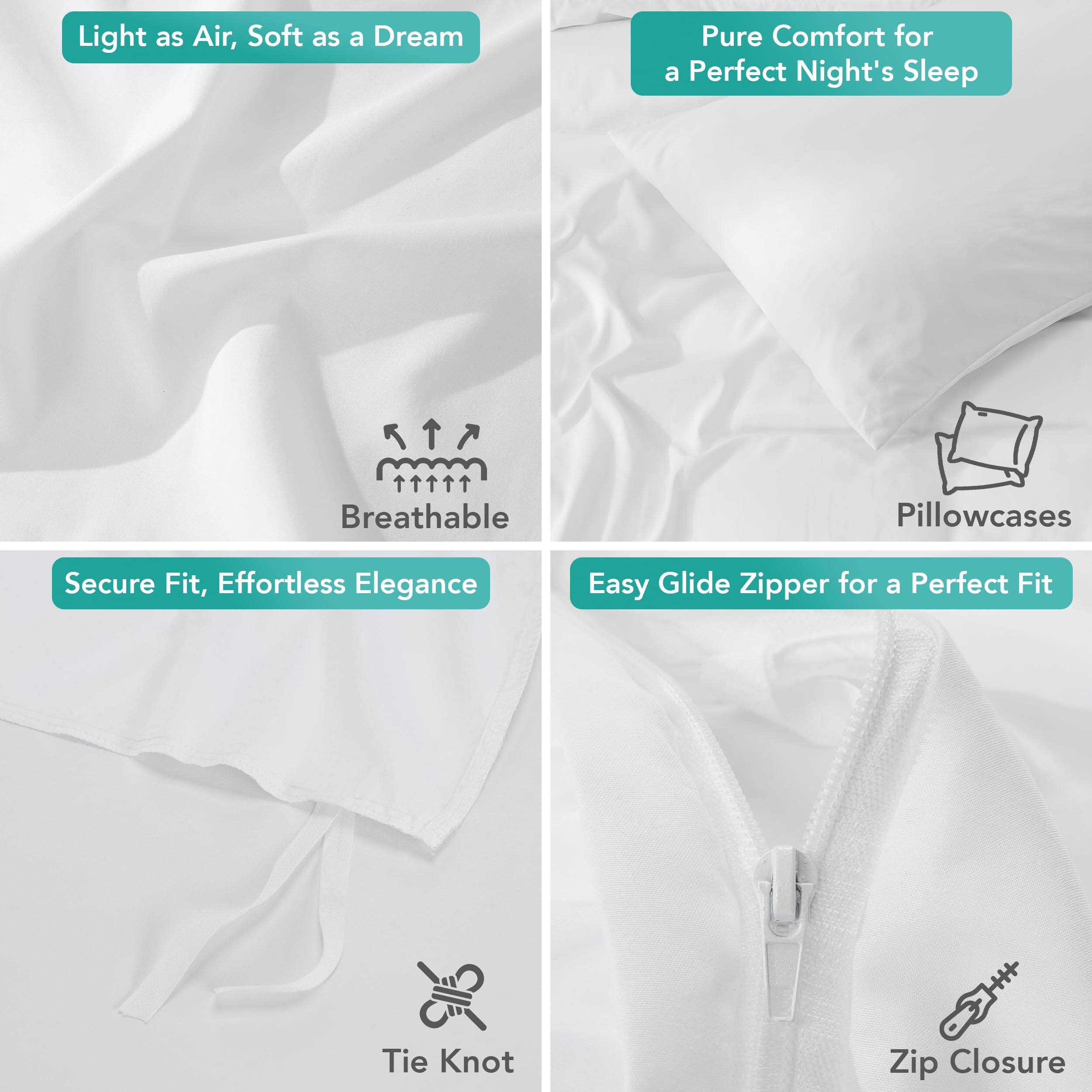 - Light as Air, Soft as a Dream
- Pure Comfort for a Perfect Night's Sleep
- Secure Fit, Effortless Elegance
- Easy Glide Zipper for a Perfect Fit

Breathable
Pillowcases
Tie Knot
Zip Closure