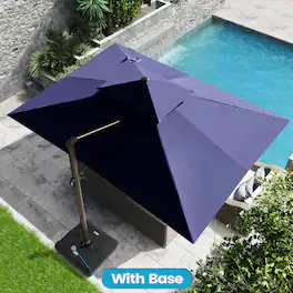 Crestlive Products - 13ft Aluminum Navy Slide-tilt Cantilever Patio Umbrella Base - Navy blue