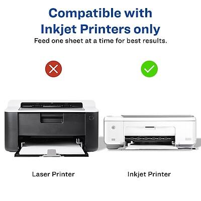Compatible with Inkjet Printers only  
Feed one sheet at a time for best results.  

Laser Printer ❌  
Inkjet Printer ✅