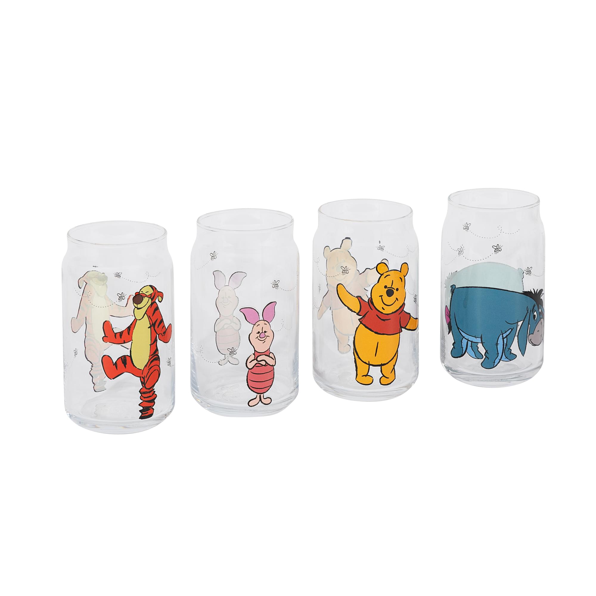 Alt View 1. Silver Buffalo - Disney Winnie The Pooh Characters 4-Piece Glass Can Set | Each Holds 16 Ounces - Multi-Colored.