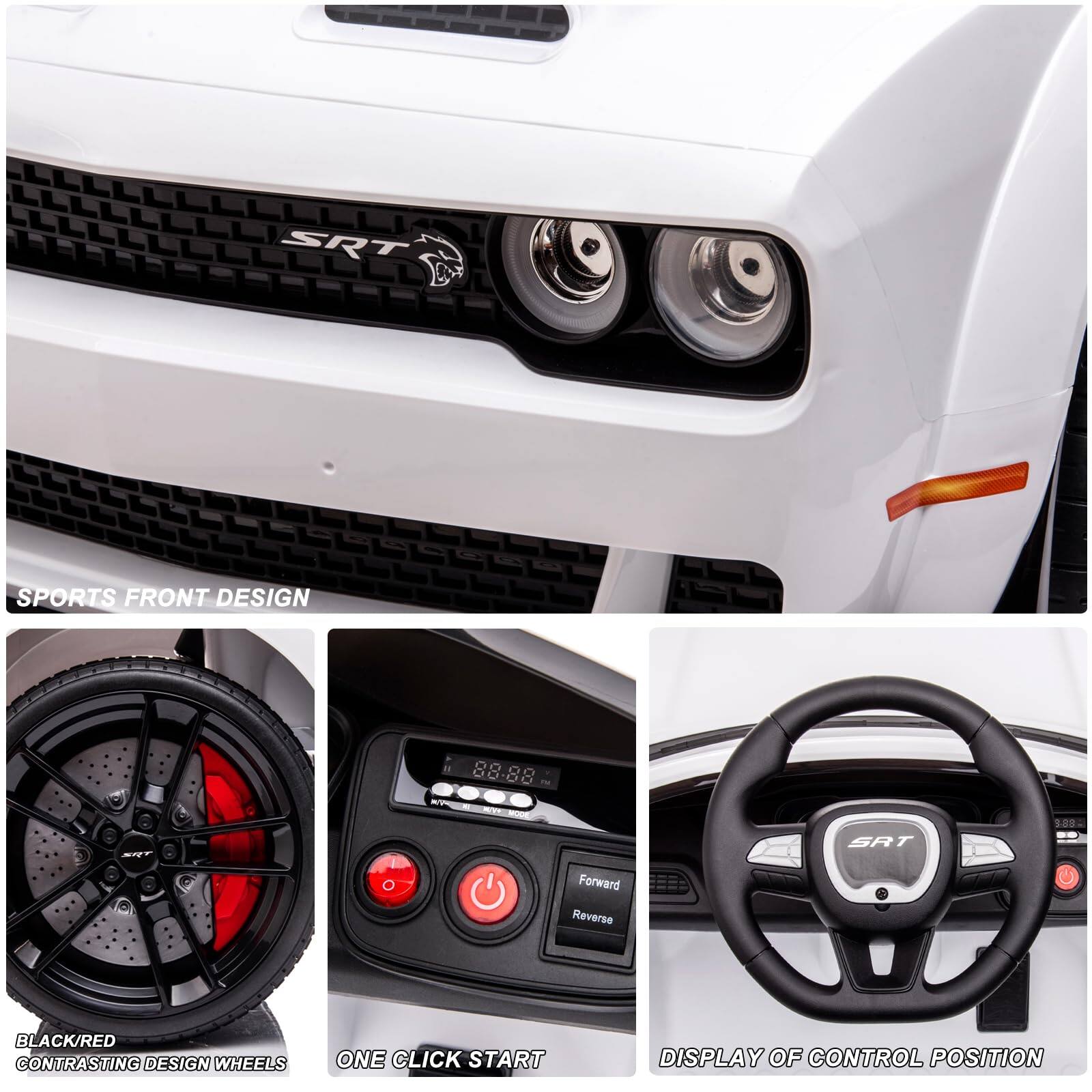 Alt View 3. Qeetex - 12V Ride On Car Battery Powered Electric Vehicles with Remote Control - White.