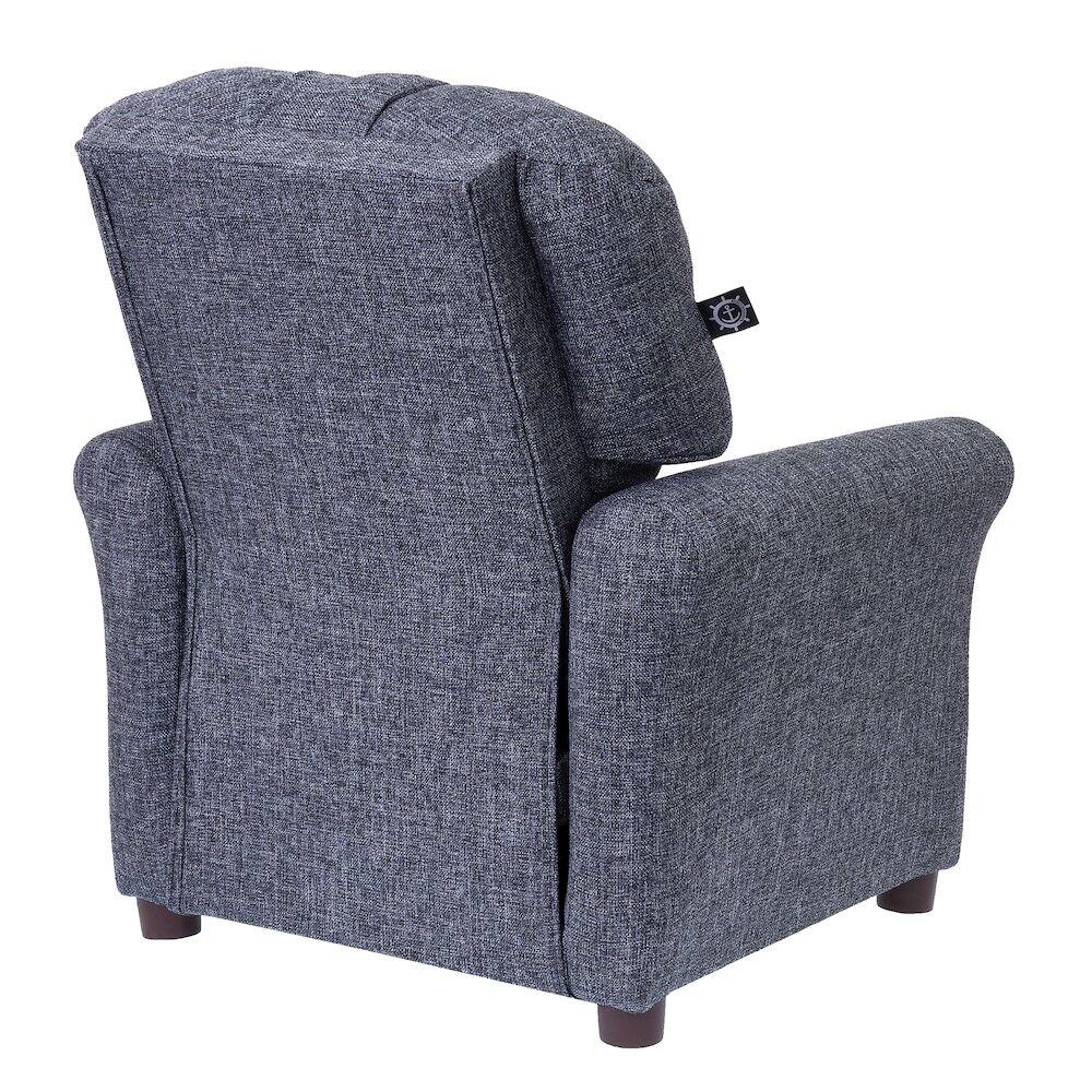 Back. Crew - Traditional Kids Recliner Chair - Gray.