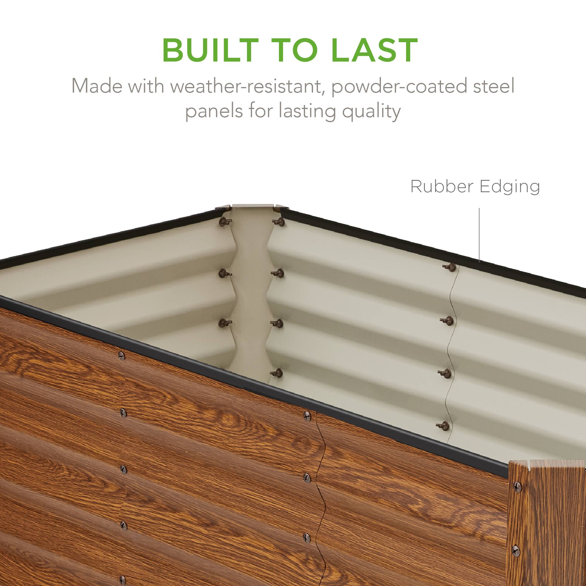 BUILT TO LAST

Made with weather-resistant, powder-coated steel panels for lasting quality

Rubber Edging