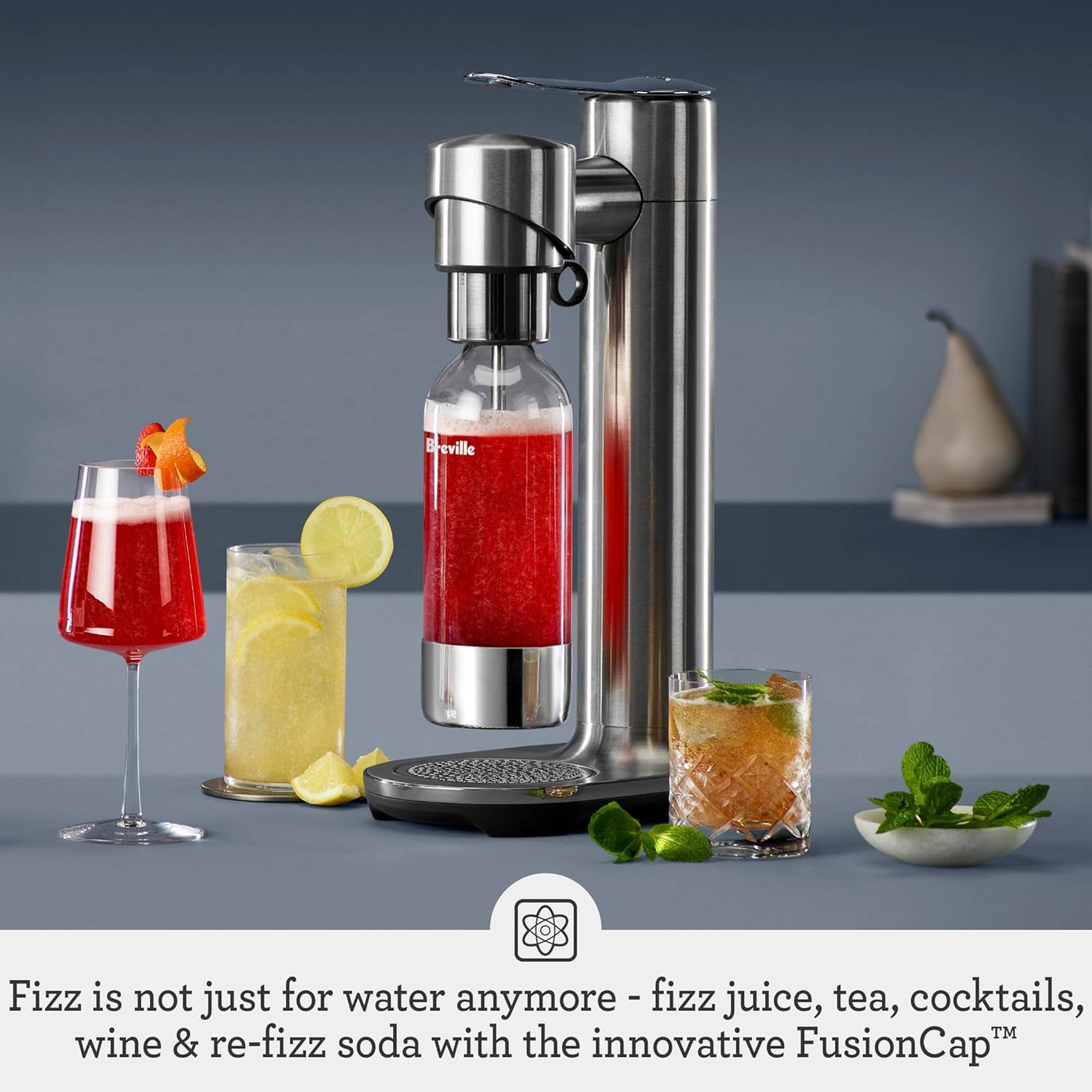 Fizz is not just for water anymore - fizz juice, tea, cocktails, wine & re-fizz soda with the innovative FusionCap™