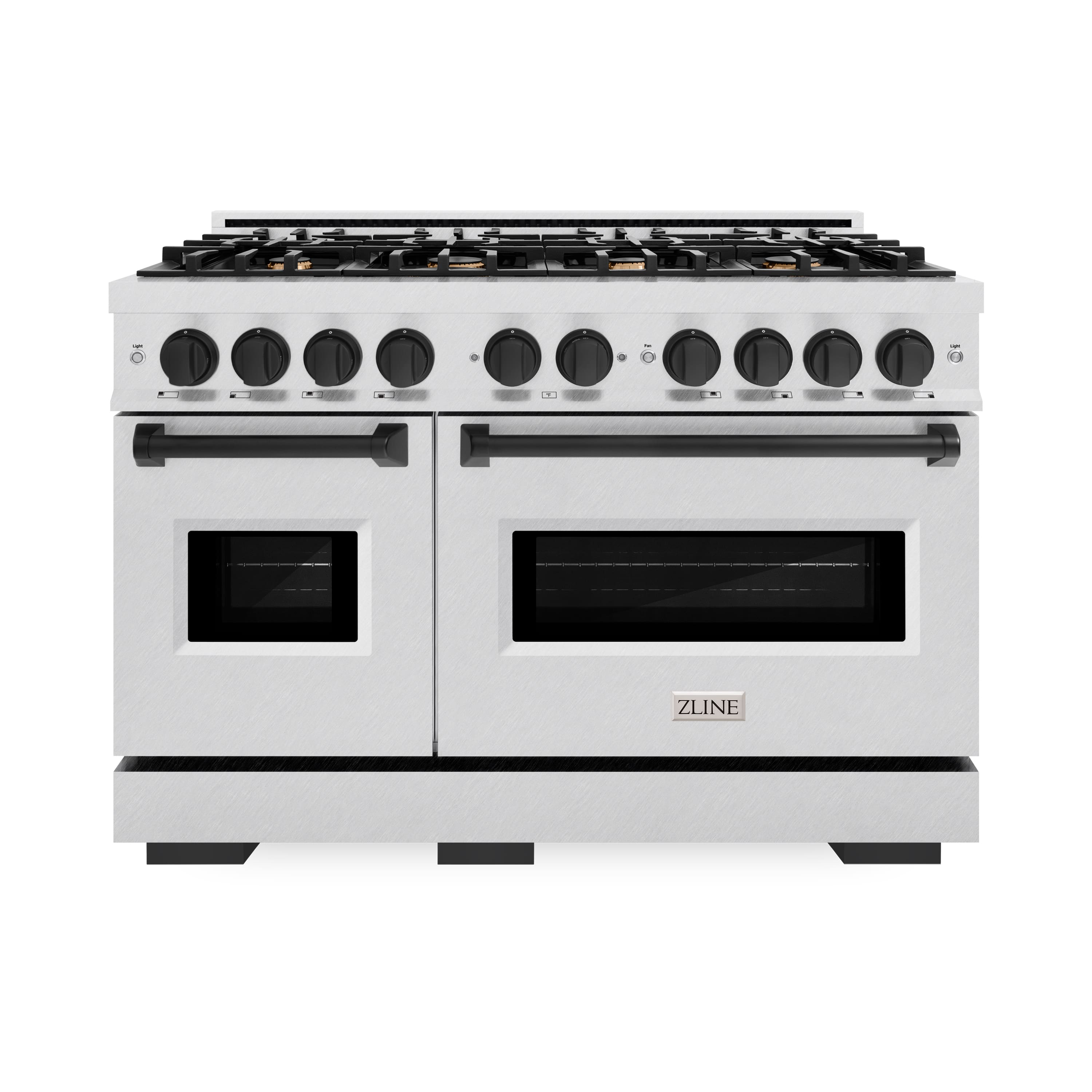 Front. ZLINE - ZLINE Autograph 48 in. Classic Dual Fuel Satin Steel Range w/ 8 Burners & Black Accents (CDRSZ-48-MB) - Stainless Steel.