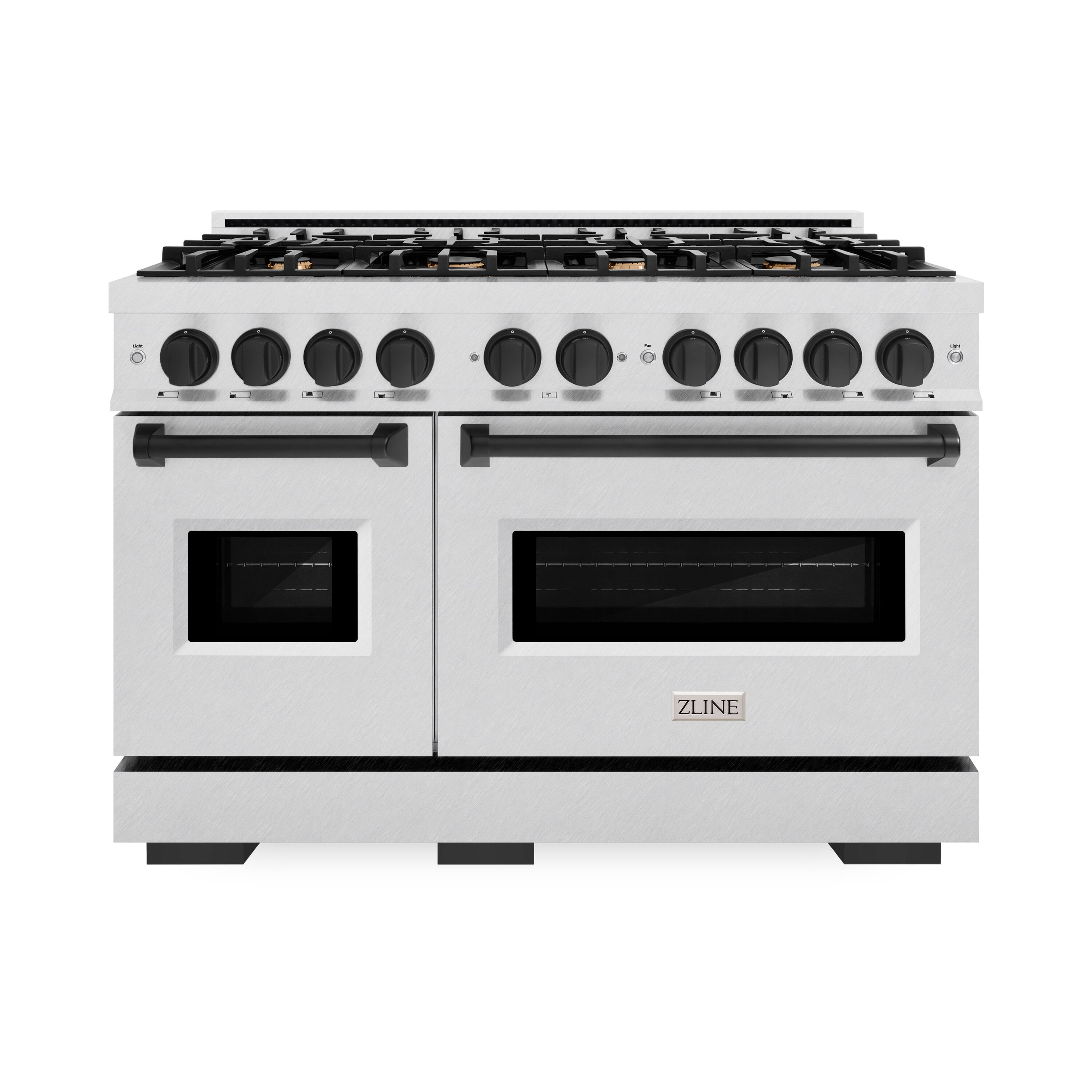 Front. ZLINE - ZLINE Autograph 48 in. Classic Dual Fuel Satin Steel Range w/ 8 Burners & Black Accents (CDRSZ-48-MB) - Stainless Steel.