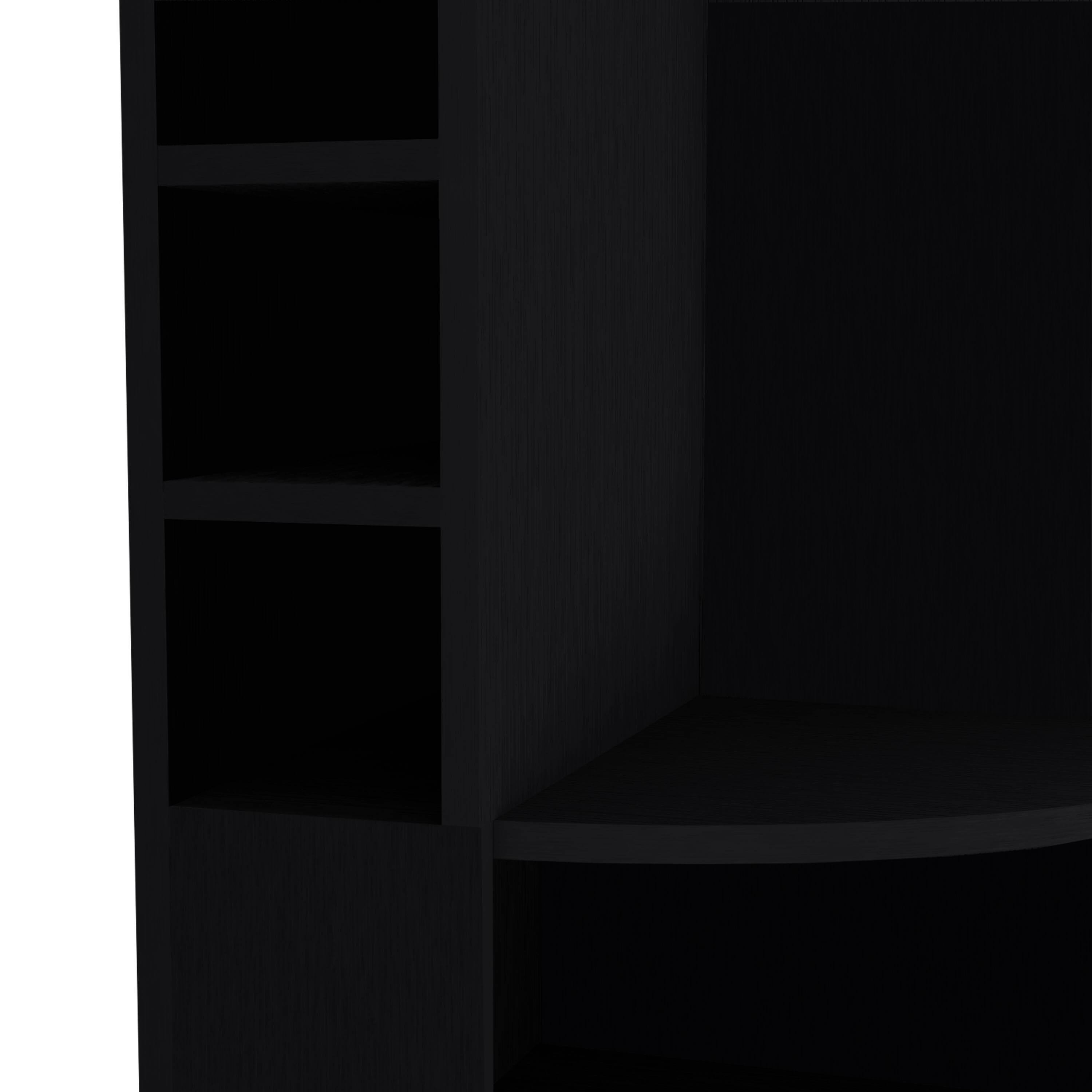 Alt View 3. TuHome - Oban Corner Bar Cabinet With Five Shelves , Eight Bottle Cubbies And Steamware, Bar Room - Black.