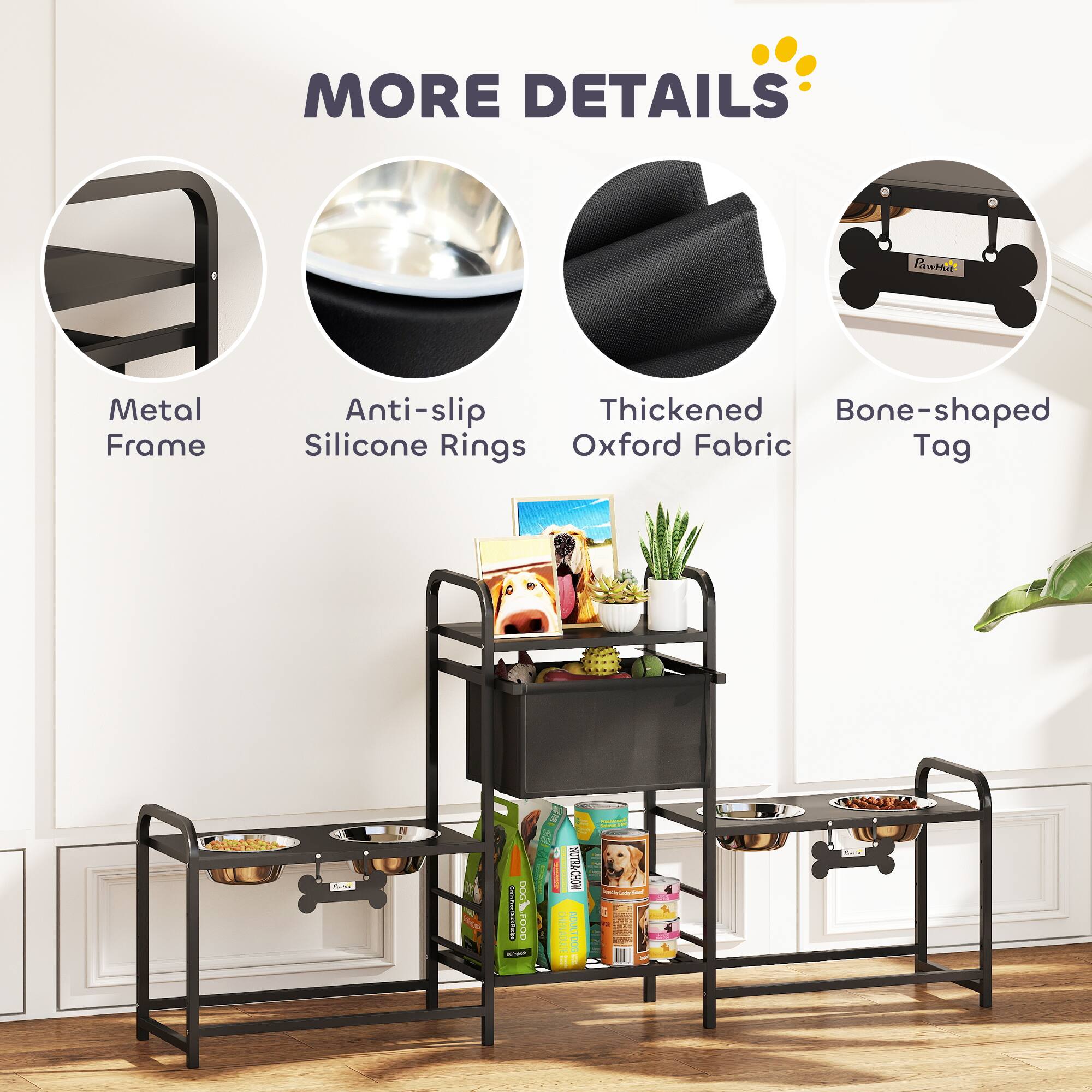 MORE DETAILS

- Metal Frame
- Anti-slip Silicone Rings
- Thickened Oxford Fabric
- Bone-shaped Tag

CASE 00012000 FOOD - NOROILOS