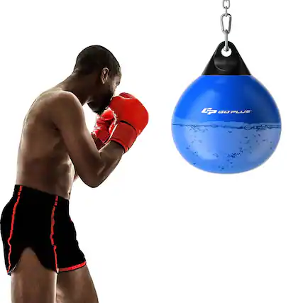 Front. Costway - Goplus 18" 110Lbs Heavy Water Filled Punching Aqua Training Boxing Bag Home Gym Hook - Blue.
