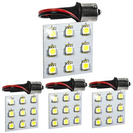 HQRP - BA15s LED Bulb 4-Pack 9 SMD 5050 Cool White 6000K 10-30 V DC Replacement #93 #1141 #1156
