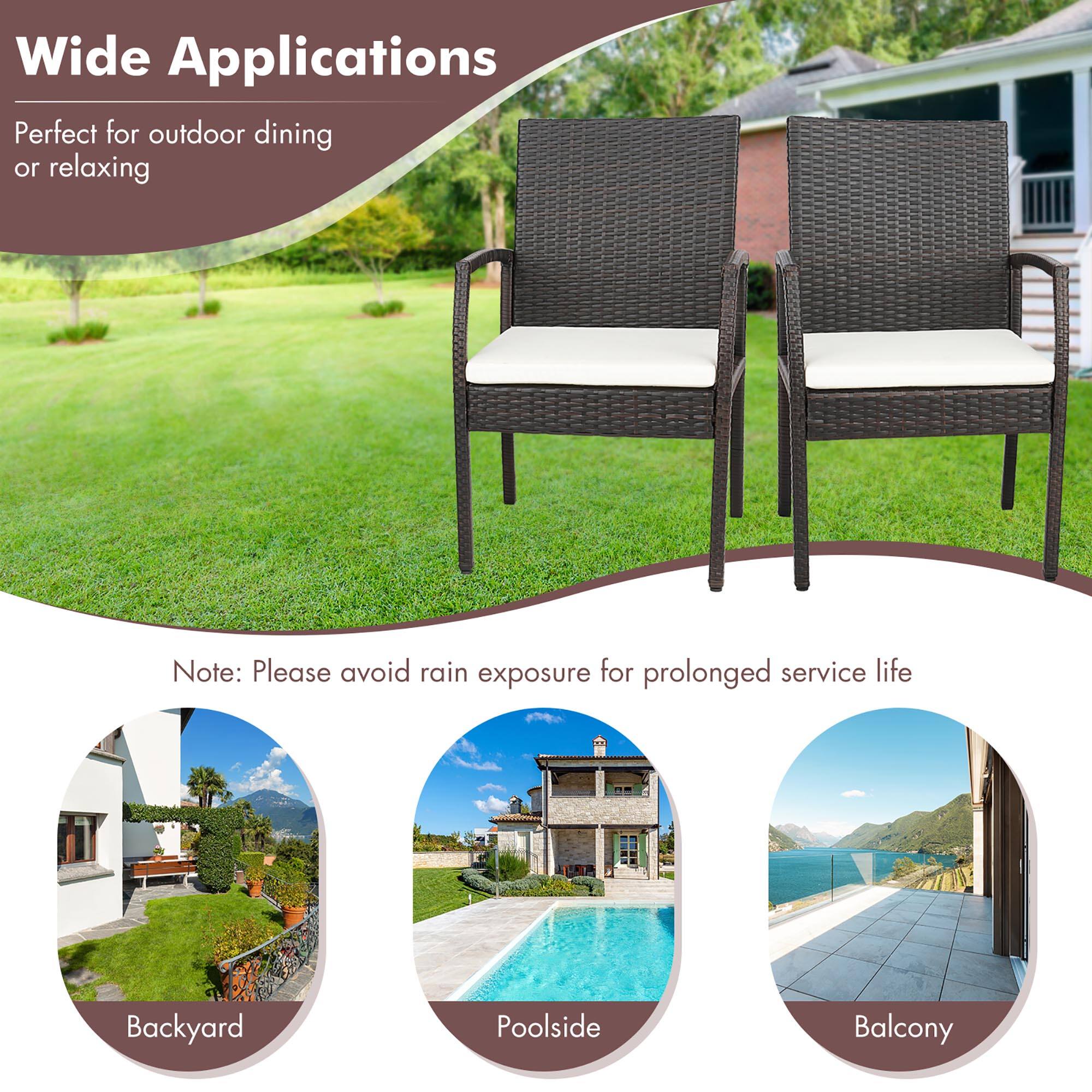 Wide Applications  
Perfect for outdoor dining or relaxing  

Note: Please avoid rain exposure for prolonged service life  

Backyard  
Poolside  
Balcony