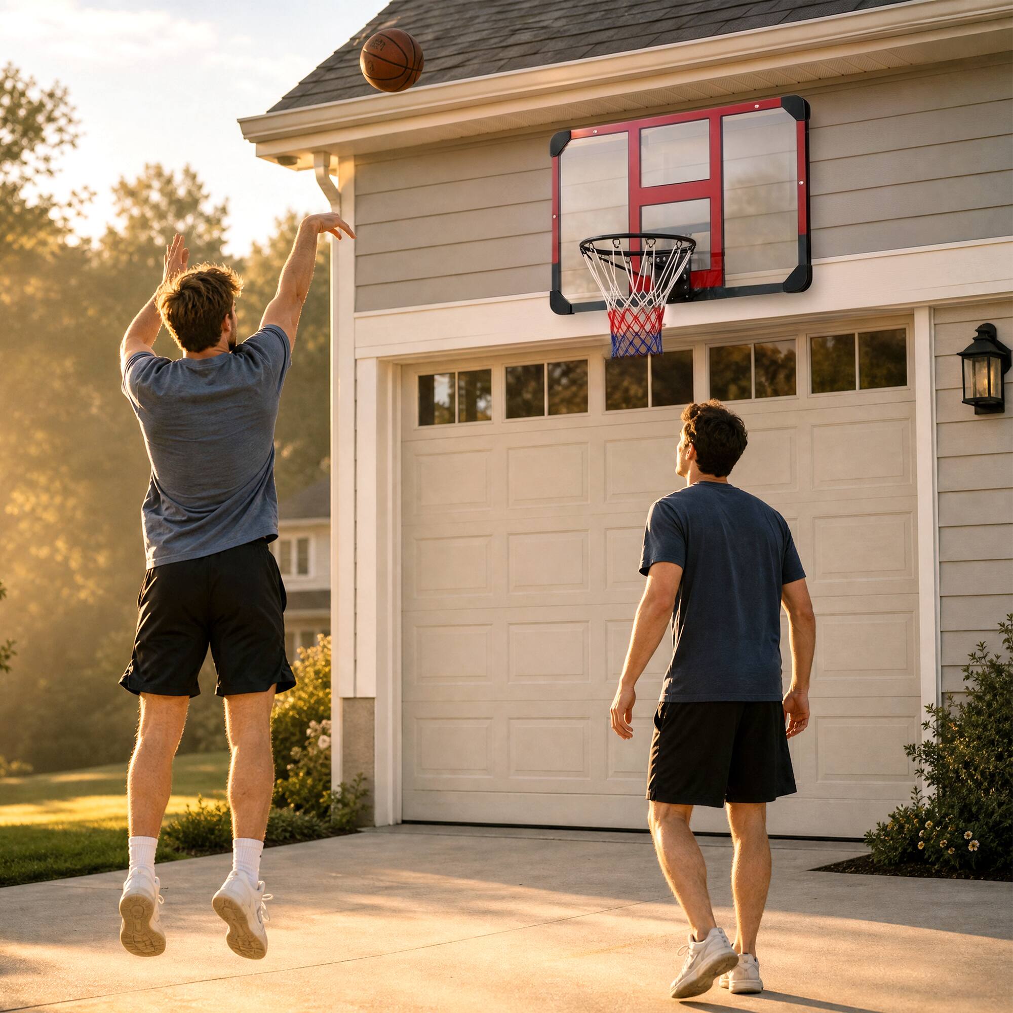 Alt View 7. Soozier - Mounted Basketball Hoop with Shatter-Resistant Backboard - Black, Clear, Red.